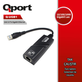QPORT Q-UGB1 USB3.0 TO 10/100/1000 GB RJ-45 ETHERNET CEVIRICI QPORT Q-UGB1 USB3.0 TO 10/100/1000 GB RJ-45 ETHERNET CEVIRICI