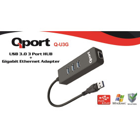 QPORT Q-U3G USB 3.0 ÇOKLAYICI/GIGABIT ADAPTÖR QPORT Q-U3G USB 3.0 ÇOKLAYICI/GIGABIT ADAPTÖR