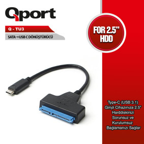 QPORT Q-TU3 USB3.1 TYPE-C TO SATA CEVIRICI QPORT Q-TU3 USB3.1 TYPE-C TO SATA CEVIRICI